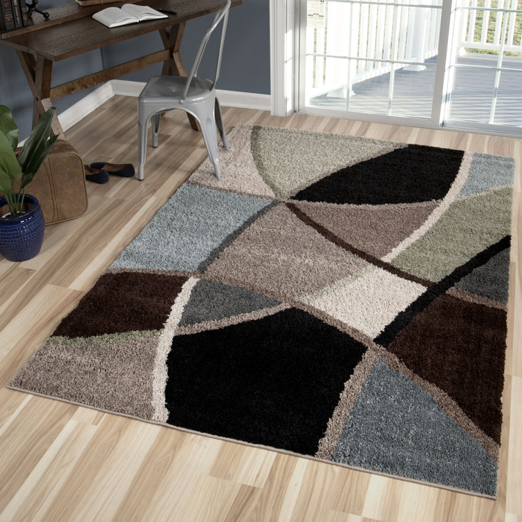 Threadbind Abstract Blue/Brown/Black Area Rug & Reviews Wayfair